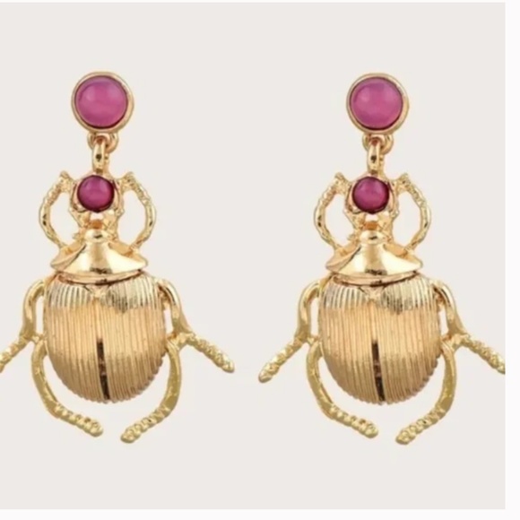 ❤️ FREE Bug Insect Beetle Artsy Science Chic Glam Hipster Hippie Drop Earrings - Picture 2 of 4